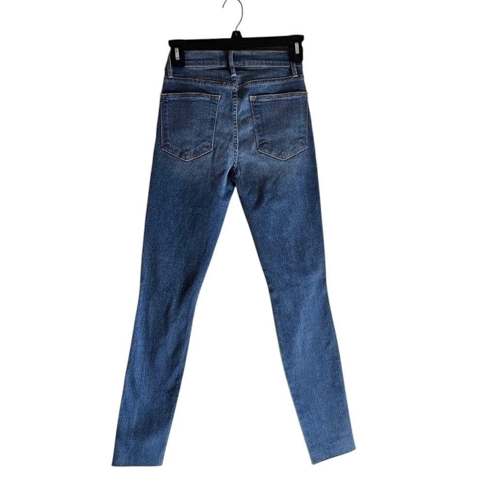 Frame Denim Le High Rise Skinny Crop Blue‎ Distressed Jeans 25 Preowned